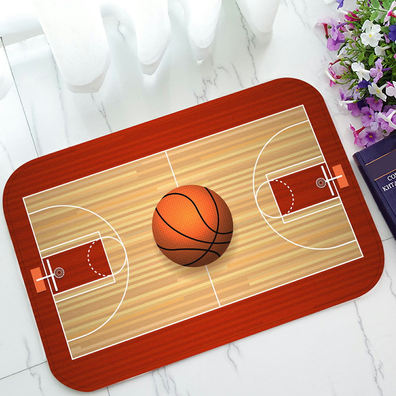 ABPHQTO Basketball Hardwood Court Floor Doormat Entrance Rug Area Rug