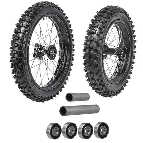17" 14" Dirt Bike Wheel Set – 70/100-17 Front Tire   90/100-14 Rear Tire with Rims & Tubes, and 12mm bearings Fits 110cc 125cc 140cc 150cc 160cc Pit Bike Apollo RFZ 125 SSR Taotao DB17 Coolster CRF70