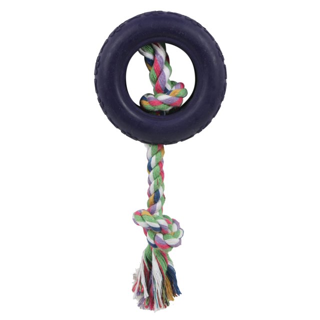 Juguete para Perros Pet Life 'Tire-Cuerda' Doble Cuerda y Neumático para Masticar con Potencia