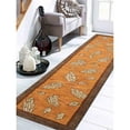 thumbnail image 1 of 2 ft. 6 in. x 10 Floral Hand Knotted Woolen Runner Area Rug, Gold & Brown, 1 of 1