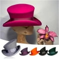 thumbnail image 3 of Asymmetric Top Hat Wool Hat Women Men Unisex Hat Steam Punk Hat Top Hat Fashion Ribbon Decorative Hat Cover Head For Men，Yellow ribbon, 3 of 3