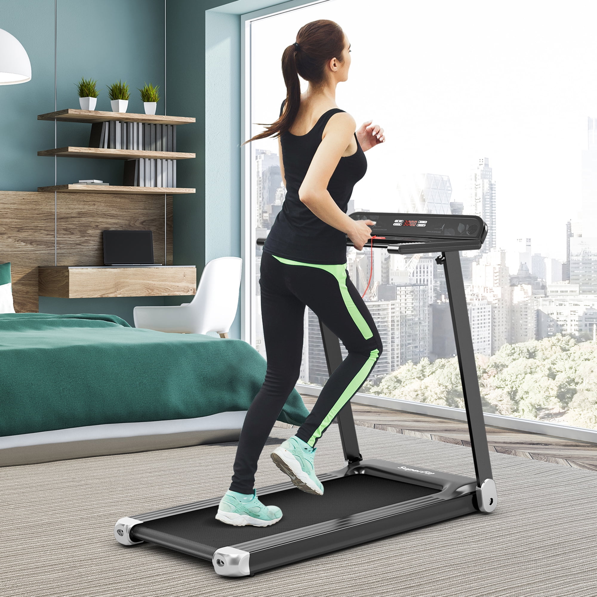 Gymax Electric Folding Treadmill Portable Cardio Running Machine w/ APP Control Silver