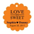 thumbnail image 1 of 100 PCS Love is Sweet Custom Made Scallop Edge Rong Hang Tags Personalized Wedding Party Favor Gift Tags, 1 of 1