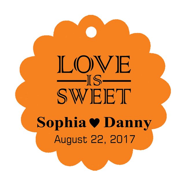 100 PCS Love is Sweet Custom Made Scallop Edge Rong Hang Tags Personalized Wedding Party Favor Gift Tags