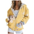 thumbnail image 2 of Fleece Lined Full Zip Up Jacket Womens Hoodie Sweatshirts with Pockets Loose Casual Drawstring Hooded Coat Outwear (Large, Yellow 01), 2 of 4