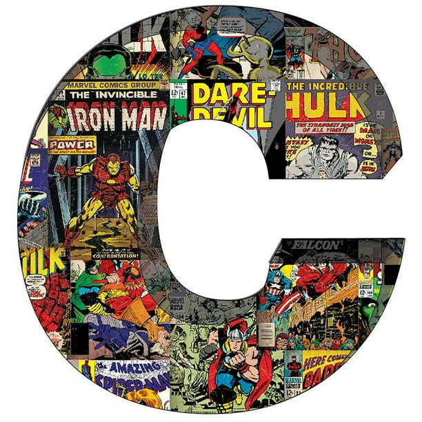 Marvel Superhero Retro Comics Wooden Letter 'C' with Hooks Walmart
