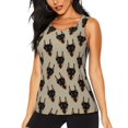 thumbnail image 1 of Fotbe Cute Black Dog Blusas Sin Mangas para Mujer – Estilo Casual, Corte Suelto, Slim-Fit, Cuello Redondo Deportivo, Tops de Verano para Gimnasio y Yoga-Large, 1 of 7
