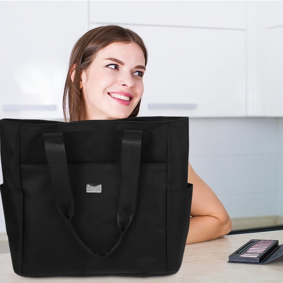 LOLIPPYY Stylish Black Women's Handbag with Multiple Pockets, Canvas and Oxford Cloth Purse for Everyday Use