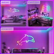 100FT RGB LED Neon Rope Lights, 2 Rolls of 50FT Cuttable Flexible Neon Strips with App and Remote Control, Music Sync, 24V, IP65 Water-Resistant for Bedroom, Gaming Room, Party and Patio Decor