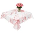 thumbnail image 2 of Pink Floral Art Table Cloth Waterproof Tablecloths, Watercolor Botanical Spring Flowers Tablecloth Dining Table Cover for Kitchen Party Tabletop Outdoor, Square Tablecloth 60x60 Inch, 2 of 9