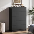 thumbnail image 4 of FURNIWAY Black Curved 5 Drawer Dresser, Wide Modern Long Dresser for Bedroom, Living Room, or Entryway, Push to Open Storage Chest, Minimalist Scandinavian Style, 4 of 8