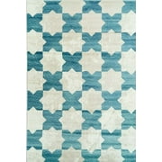 Ladole Rugs Clover Moroccan Trellis Pattern Area Rug Carpet in Teal Ivory (5'3" x 7'6", 160cm x 230cm)