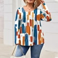 thumbnail image 3 of New trending & for spring GaThRRgYP Plus Size Womens Tops,Women's Fashion Printing Casual Round Neck Long Sleeve Button Loose T-shirt Daily Printed Top Orange L, 3 of 5