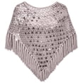thumbnail image 6 of Fewfanhot Crochet Sequin Fringe Poncho Shawl, Hollow Knit Triangle Wrap for Women Beach Bohemian Daily Wear, 6 of 6