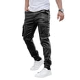 thumbnail image 1 of Pantalones cargo GINGTTO Slim Fit de piel para hombre, color negro, 1 of 6