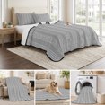 thumbnail image 6 of Twin XL Quilt Set 68''x98'', Gray Striped Lightweight Summer Bedspread Coverlet Set with 2 Pillow Shams, Modern Abstract Art Geometric Stripes Breathable All Season Quilt Bedding for Dorm/Guest Room, 6 of 9