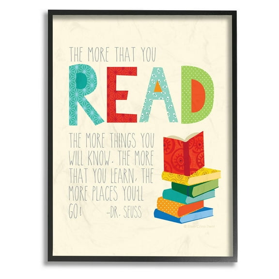 The Stupell Home Decor Collection The More That You Read the More Things You Will Know Framed Texturized Art