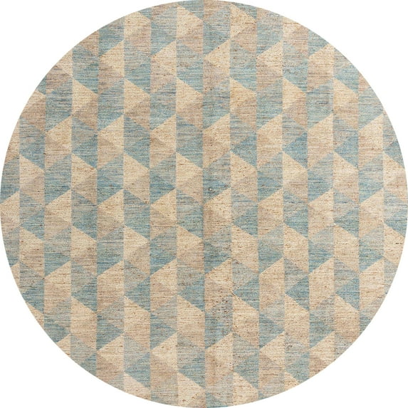 Ahgly Company Machine Washable Indoor Round Abstract Camel Brown Area Rugs, 7' Round