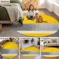 thumbnail image 6 of Yellow Gray Abstract Round Area&nbsp;Rug 8ft Geometric Non-Slip&nbsp;Washable Circle Rugs Soft Felt Indoor Floor Mat for Bedroom Kitchen Living Room Bathroom, 6 of 9