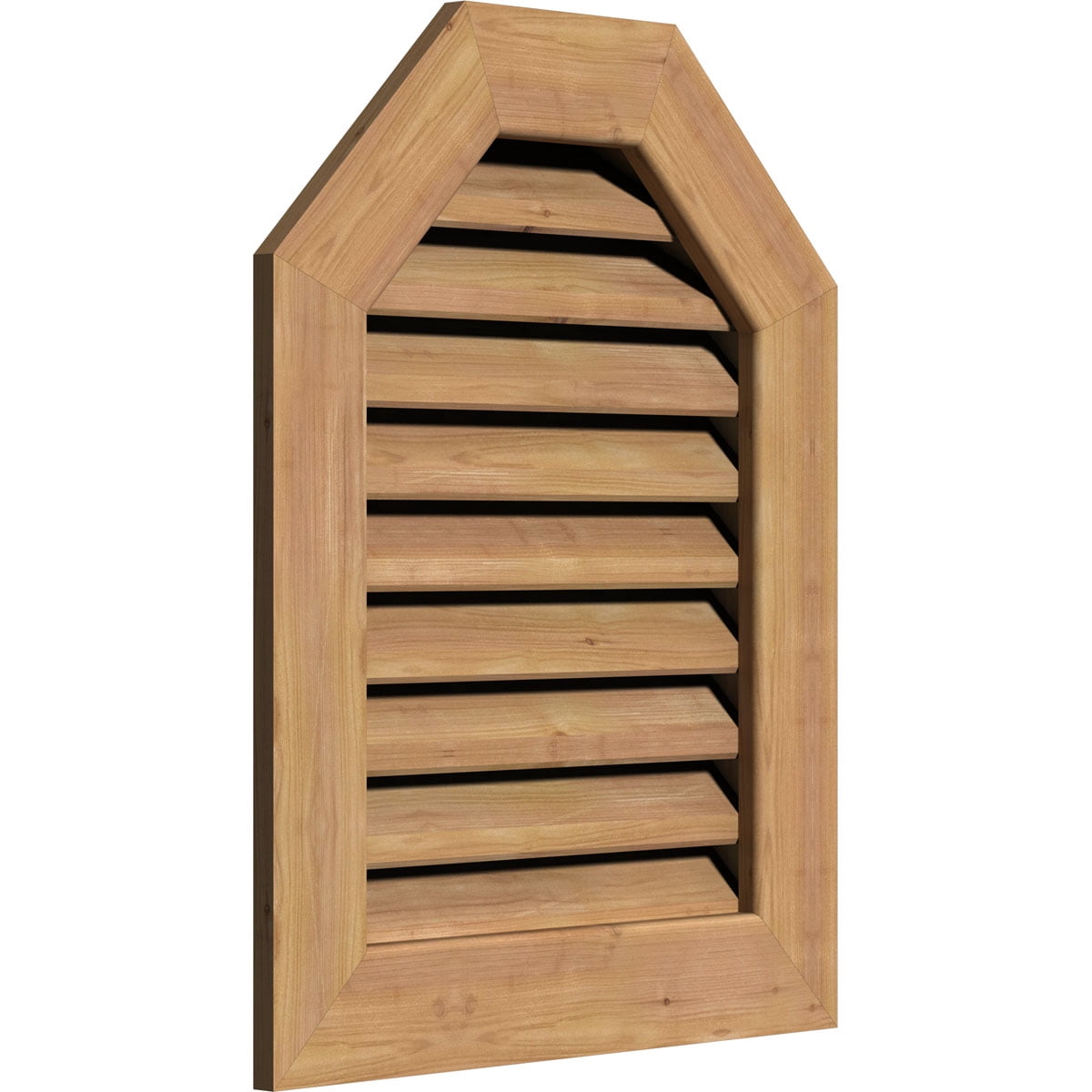 18"W x 28"H Octagonal Top Gable Vent (23"W x 33"H Frame Size): Unfinished, Functional, Smooth Western Red Cedar Gable Vent w/ 1" x 4" Flat Trim Frame