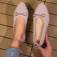 thumbnail image 2 of Gpaecead Women's Metal Bow Knit Flats Pointed Toe Breathable Slip On Ballet Shoes With Cushioned Insole For Office And Casual Pink, 2 of 7