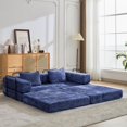 thumbnail image 2 of 78'' Convertible Folding Sofa Bed, Floor Sleeper Sofa Couch with Fixed-Shape Frame, Compression Comfy Couch, Boneless Modular Sectional Sofa, No Assembly Required, for Living Room, Bedroom, Dark Blue, 2 of 8