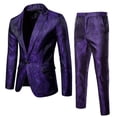 thumbnail image 2 of Traje de hombre con solapa de un botón y cara brillante con estampado oscuro para discoteca de otoño, 2 of 6