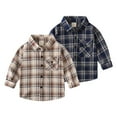 thumbnail image 3 of LYMAYTER Kids Boys Brushed Shirt Toddler Long Sleeve Plaid Shirt Spring Fall Button T-Shirt for 2-8 Years, 3 of 9