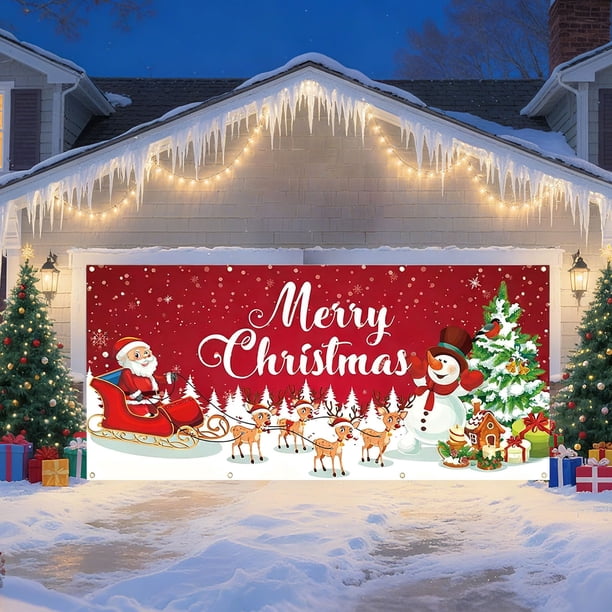 Decoraciones navideñas, adornos navideños, regalos navideños Garaje navideño Fondo festivo Tela Accesorios de fotografía Tela colgante navideña Tela colgante de fibra de poliéster