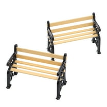 FRCOLOR 2pcs Mini House Bench Miniature Furniture Park Chair Garden Village Patio Bench Black