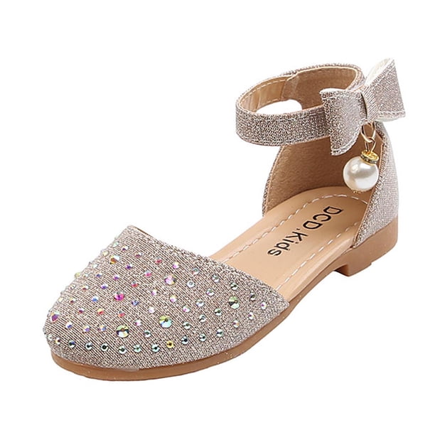 Plantillas para Pies Planos Estilo Niñas Lentejuelas Strass Zapatos Planos, Zapatos Formales de las Niñas Princesa Suela Suave Correa Ajustable