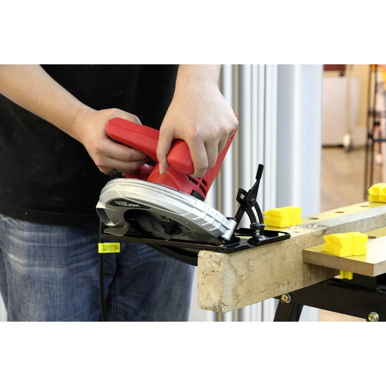 Hyper Tough 12 Amp Corded 7 1 4 inch Circular Saw with Steel Plate Shoe Adjustable Bevel and Blade