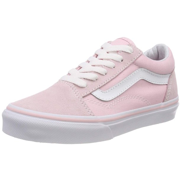 VN-0A38HBQ7K: Kids Old Skool V Suede Pink White Sneakers (7 M US Big Kid) - Walmart.com