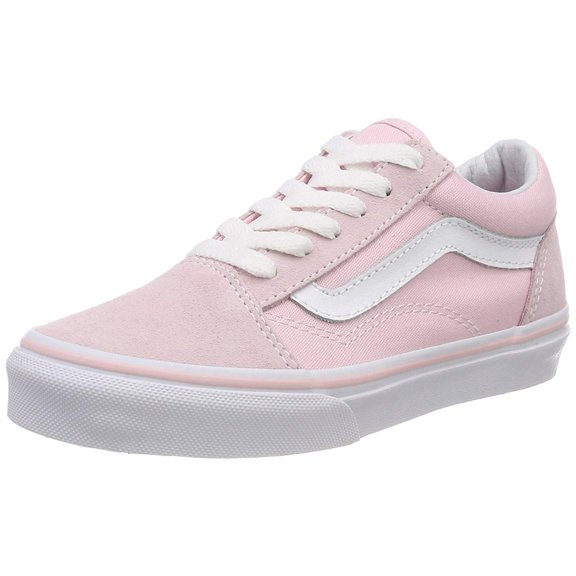Vans VN-0A38HBQ7K: Kids Old Skool V Suede Pink White Sneakers (3 M US Little Kid)