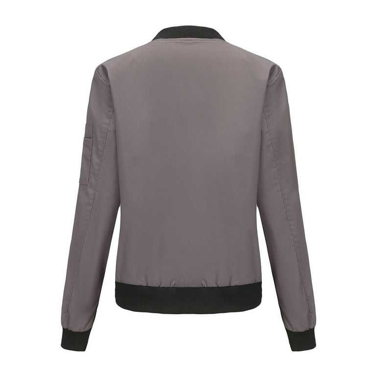 XFLWAM Womens Bomber Jacket Fall Casual Jackets Lightweight Zip Up Jacket  Coat Windbreaker Outwear with Pockets Black L 