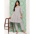 thumbnail image 3 of Janasya Women's Sky Blue Cotton Ethnic Motifs Kurta with Pant, 3 of 8