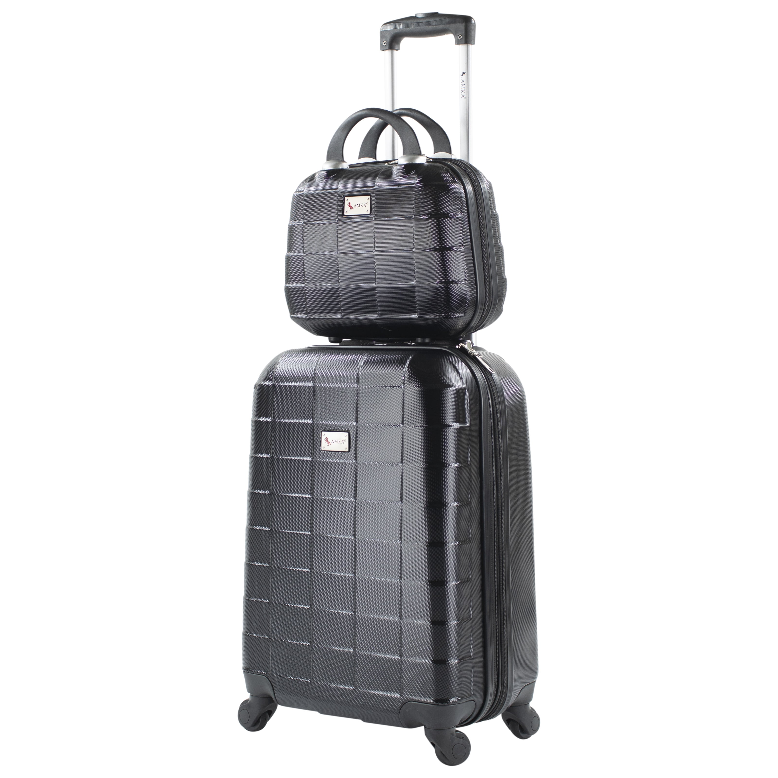 Amka Palette 2Piece CarryOn 20"/12" Cosmetic Weekender Luggage Set, Black