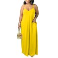 thumbnail image 1 of UKAP Robe Maxi Sans Manches pour Femmes Grande Taille Couleur Unie Ample Robe de Plage Jaune G, 1 of 3