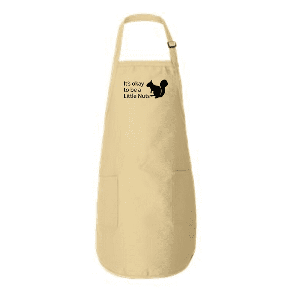 Its Okay to be A Little Nuts Full-Length Apron with Pockets Natural One Size