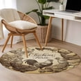 thumbnail image 4 of Tan Vintage Rooster Round Area Rug 3Ft Washable Small Circle Rugs for Kitchen Entryway, Farmhouse Wooden Chickens Farm Non-Slip Carpet Floor Mats Indoor Outdoor Carpet Runner Aesthetic Home Decor, 4 of 8