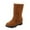 Brown, variant on Lovskoo 2024 Snow Boots for Women Faux Suede Round Toe Vintage Solid Color Plush Mid-Heel Mid Calf Western Boots Black