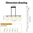 thumbnail image 4 of Modern Black and Gold Chandelier - Adjustable 4-Light Rectangular Pendant with Milk Glass Shades, 4 of 4