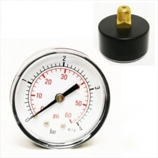 Swimming Pool Filter Pressure Gauge 1/4" Standard METAL BACK 