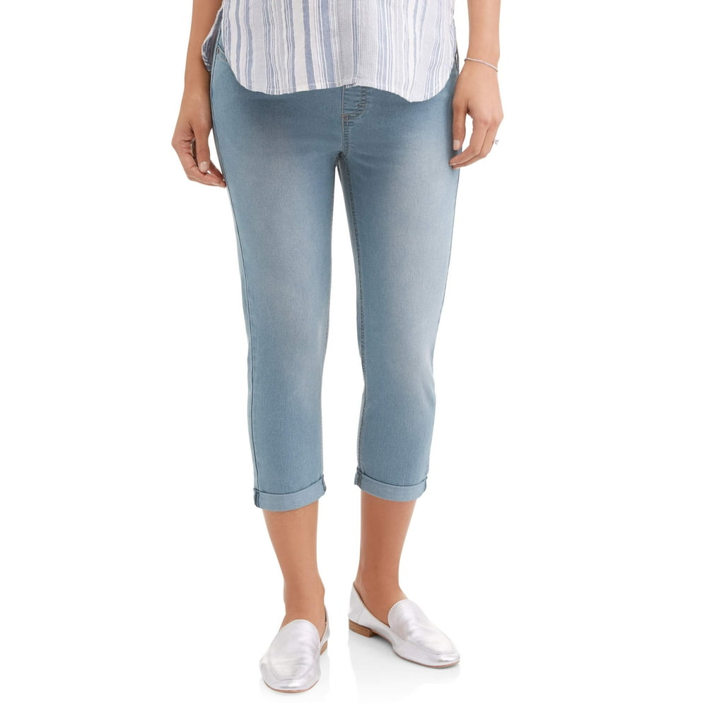 Oh! Mamma Maternity Oh! Mamma Jeans with Full Panel and Rolled Cuff