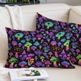 thumbnail image 2 of Purple Green Mushroom Pillow Covers King, Abstract Art Botanical Gradient Soft Brushed Microfiber Breathable Throw Pillow Covers, Pillowcase with Zipper for Couch Sofa Bedroom Living Room 20"x36", 2 of 9