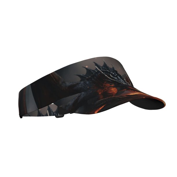 Fotbe Fiery Black Dragon Attack Visera Deportiva con Diseño, Gorra Abierta Ajustable de Algodón para Mujer y Hombre