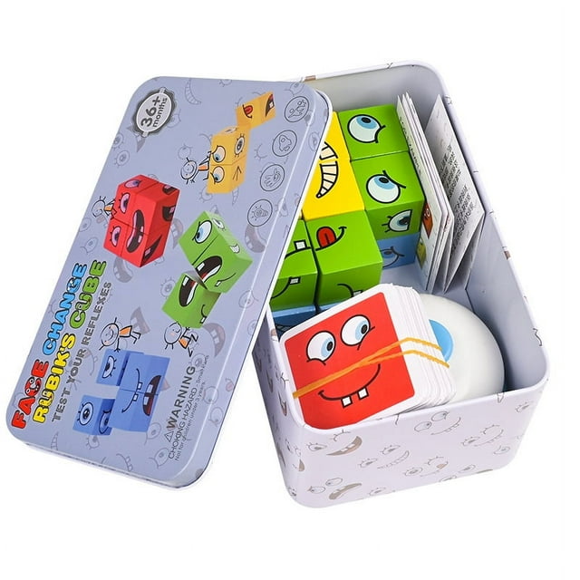 Bloques de construcción del cubo de Rubik que cambian de cara Tú lloras y yo río Juegos de mesa para padres e hijos CubeFace Juguetes para niños