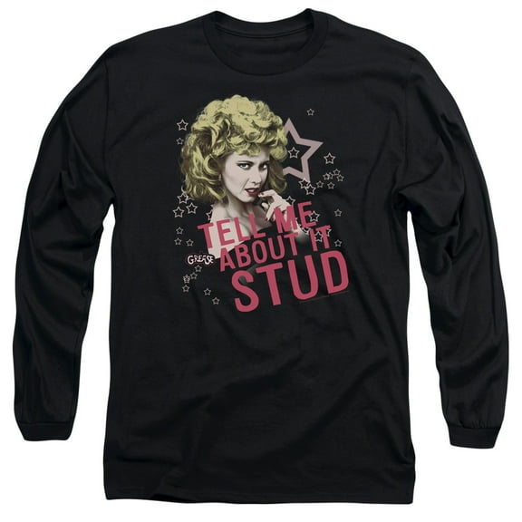 Grease Tell Me About It Stud Long Sleeve Adult 18/1 T-Shirt Black