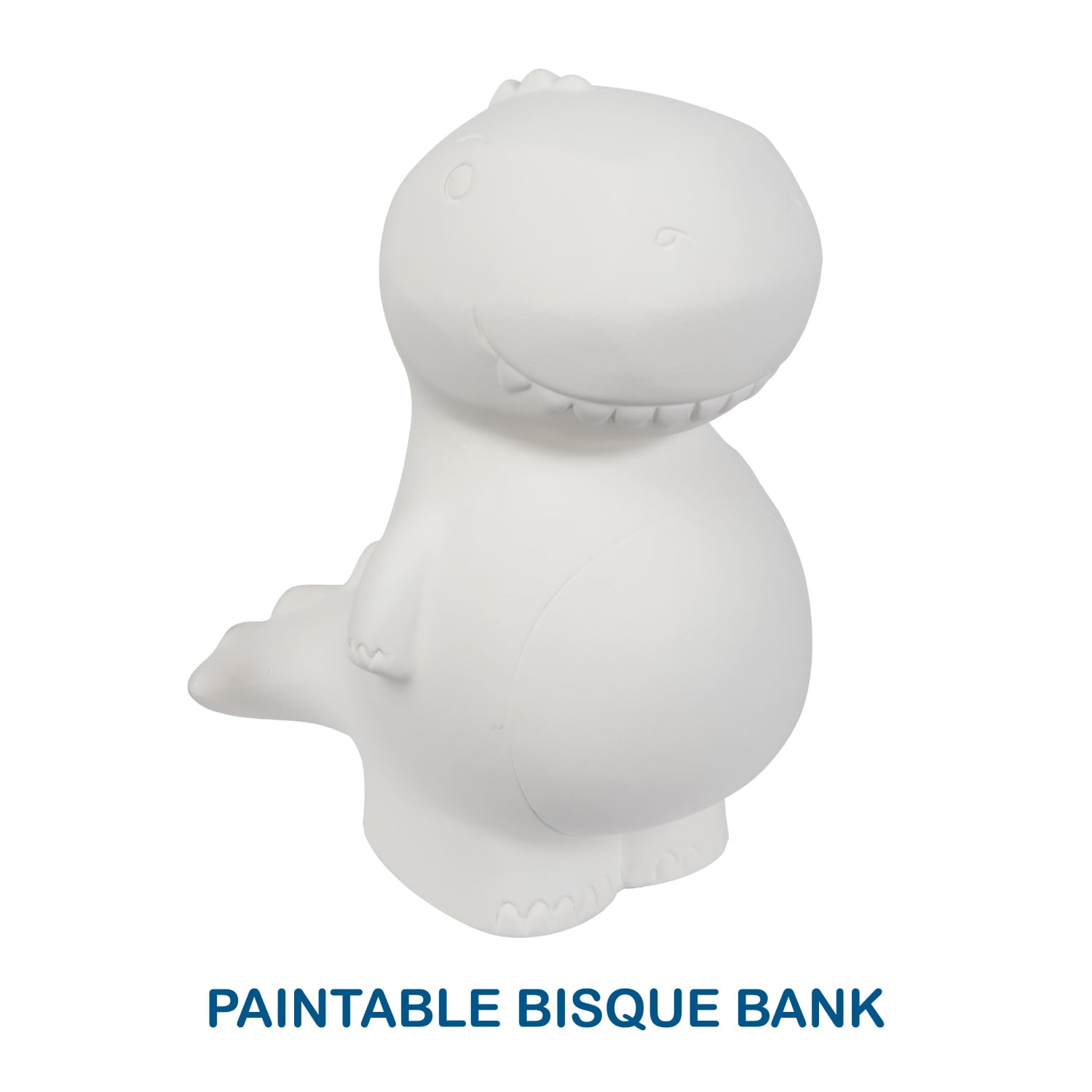Hello Hobby Ceramic Paintable Bank T-Rex Figurine, 6.2" Height White Craft Base