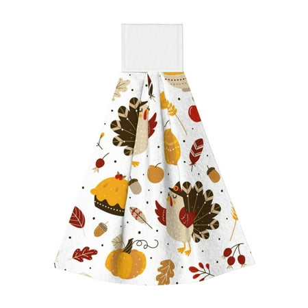 

Lukts Happy Thanksgiving for Coral Fleece Velcro Towel Suitable for Bathroom Kitchen Hanging Absorbent Towel Household Items